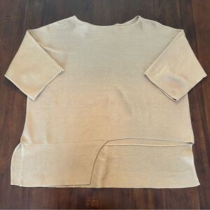 Matthildur Boxy Short Sleeve Ribbed Asymmetrical Hem Icelandic Sweater Size L